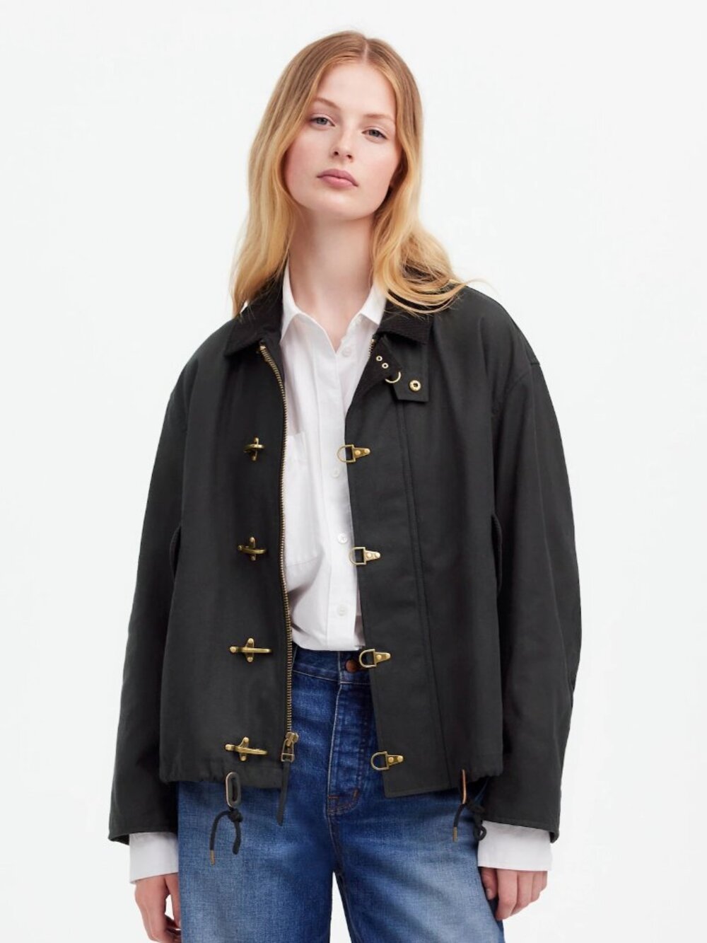 Madewell x Alpha Industries Waxed Cotton Car Coat Black Medium Heritage Fall